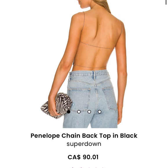 Super down Penelope Chain Black Top in Black - Picture 3 of 5